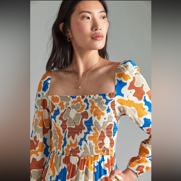 Anthropologie Dolan Left Coast Smocked Floral Midi Dress - Picture 3 of 3